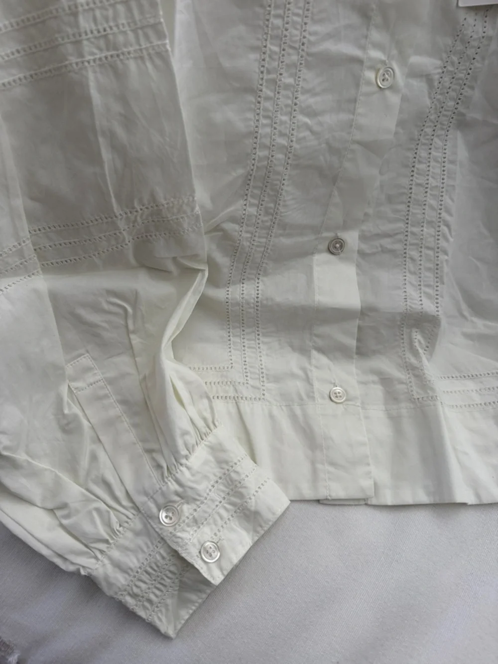 Joie Cream Eyelet-Trim Button Front Blouse - Picture 4 of 5